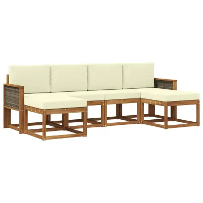 vidaXL Zunanja garnitura za sedenje 6 pcs Naravna in smetana Poliester
