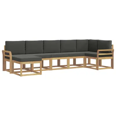 vidaXL Zunanja garnitura za sedenje 7 pcs Bela in antracit Poliester