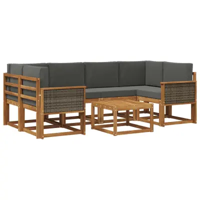 vidaXL Zunanja garnitura za sedenje 5 pcs Naravna in antracitna