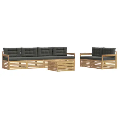 vidaXL Zunanja garnitura za sedenje 7 pcs Bela in antracit Poliester