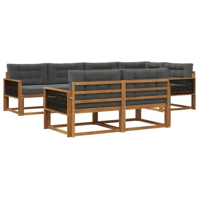 vidaXL Zunanja garnitura za sedenje 7 pcs Naravna in antracitna