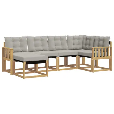 vidaXL Zunanja garnitura za sedenje 6 pcs Bela in svetlo siva