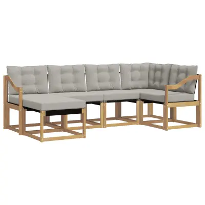 vidaXL Zunanja garnitura za sedenje 6 pcs Bela in svetlo siva