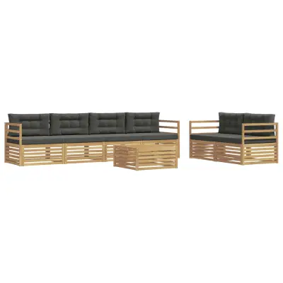 vidaXL Zunanja garnitura za sedenje 7 pcs Bela in antracit Poliester