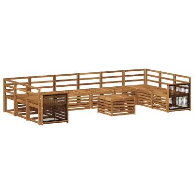 vidaXL Zunanja garnitura za sedenje 8 pcs Naravna Masiven les akacije