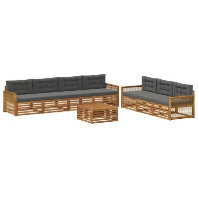 vidaXL Zunanja garnitura za sedenje 8 pcs Naravna in antracitna