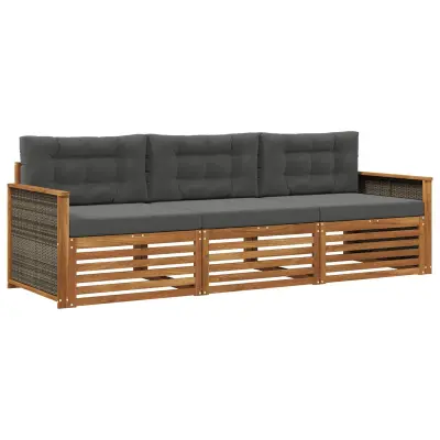 vidaXL Zunanja garnitura za sedenje 3 pcs Naravna in antracitna