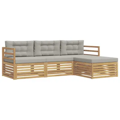 vidaXL Zunanja garnitura za sedenje 4 pcs Bela in svetlo siva