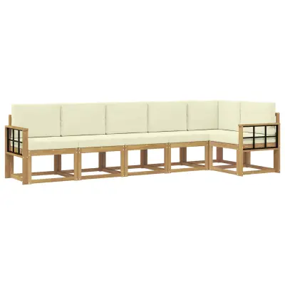 vidaXL Zunanja garnitura za sedenje 6 pcs Bela in krem Poliester