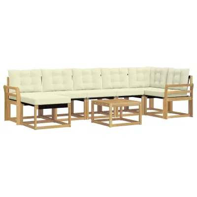vidaXL Zunanja garnitura za sedenje z blazino 8 pcs Bela in krem