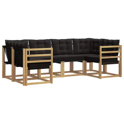 vidaXL Zunanja garnitura za sedenje z blazino 6 pcs Bela in črna