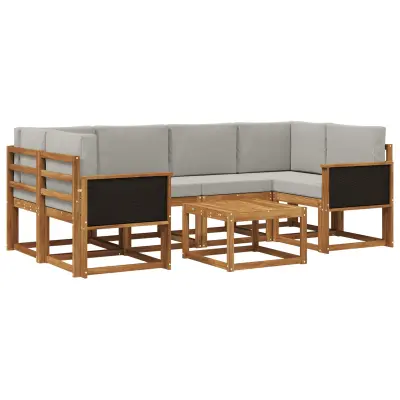 vidaXL Zunanja garnitura za sedenje 5 pcs Naravna in svetlo siva