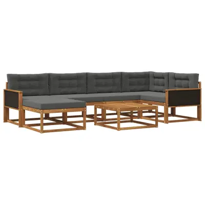 vidaXL Zunanja garnitura za sedenje 7 pcs Naravna in antracitna