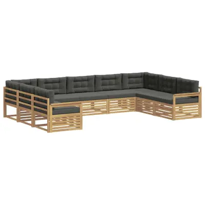 vidaXL Zunanja garnitura za sedenje z blazino 9 pcs Bela in antracit