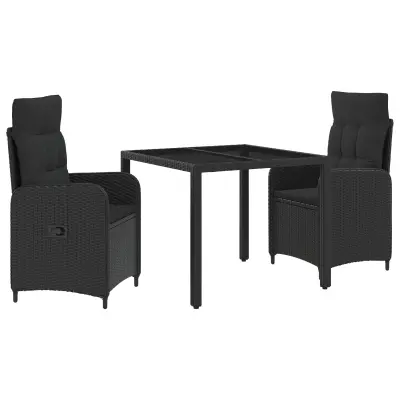 vidaXL Zunanja jedilnica 3 pcs PE ratan in prašno premazano jeklo