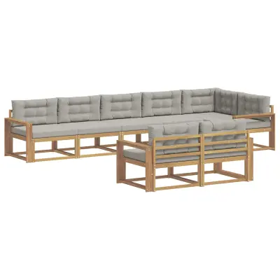 vidaXL Zunanja garnitura za sedenje 6 pcs Bela in svetlo siva
