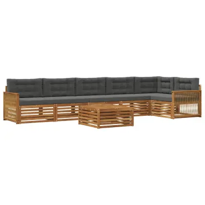 vidaXL Zunanja garnitura za sedenje 7 pcs Naravna in antracitna
