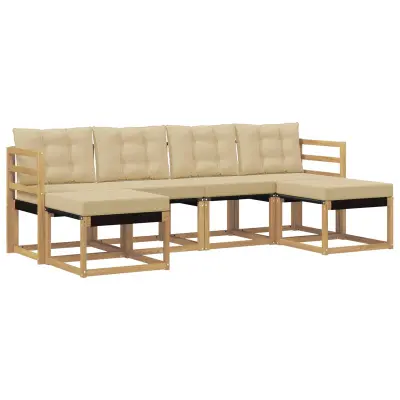 vidaXL Zunanja garnitura za sedenje z blazino 6 pcs Bela in bež