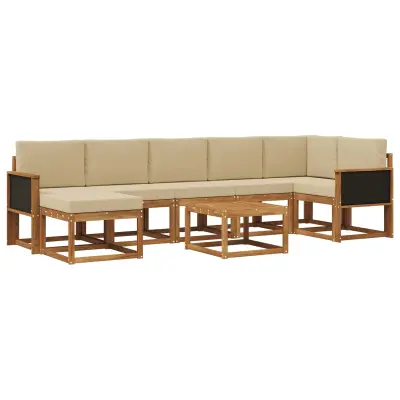 vidaXL Zunanja garnitura za sedenje 8 pcs Naravna in bež Poliester