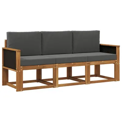 vidaXL Zunanja garnitura za sedenje 3 pcs Naravna in antracitna
