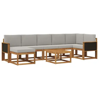 vidaXL Zunanja garnitura za sedenje 8 pcs Naravna in svetlo siva