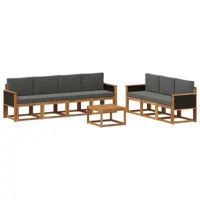 vidaXL Zunanja garnitura za sedenje 7 pcs Naravna in antracitna