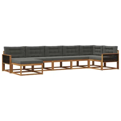 vidaXL Zunanja garnitura za sedenje 7 pcs Naravna in antracitna
