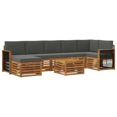 vidaXL Zunanja garnitura za sedenje 7 pcs Naravna in antracitna