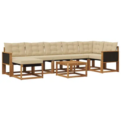 vidaXL Zunanja garnitura za sedenje z blazino 8 pcs Naravna in bež