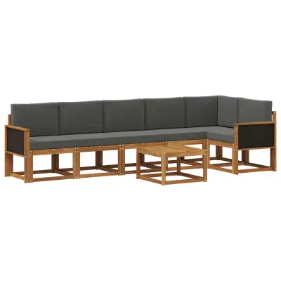 vidaXL Zunanja garnitura za sedenje 7 pcs Naravna in antracitna
