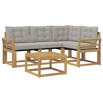 vidaXL Zunanja garnitura za sedenje 5 pcs Bela in svetlo siva