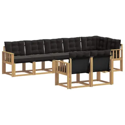 vidaXL Zunanja garnitura za sedenje z blazino 8 pcs Bela in črna