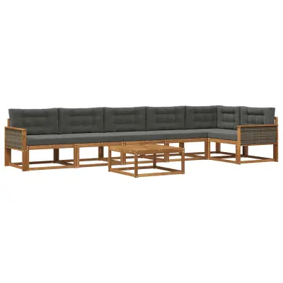 vidaXL Zunanja garnitura za sedenje 7 pcs Naravna in antracitna