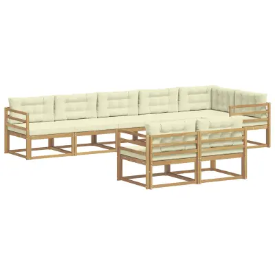 vidaXL Zunanja garnitura za sedenje 6 pcs Bela in krem Poliester