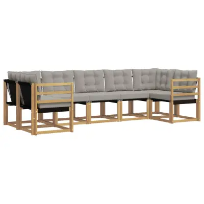 vidaXL Zunanja garnitura za sedenje 7 pcs Bela in svetlo siva