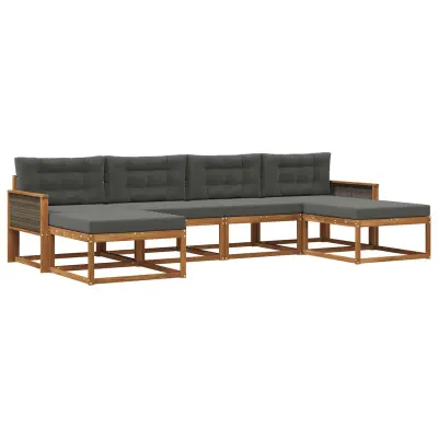 vidaXL Zunanja garnitura za sedenje 6 pcs Naravna in antracitna