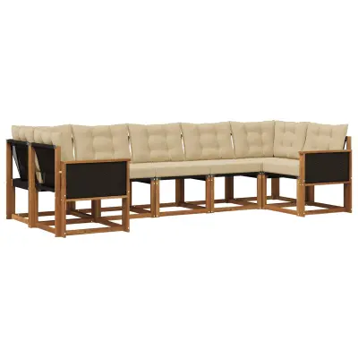 vidaXL Zunanja garnitura za sedenje z blazino 7 pcs Naravna in bež