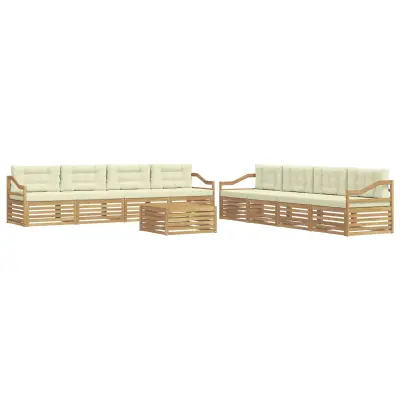 vidaXL Zunanja garnitura za sedenje 9 pcs Bela in krem Poliester