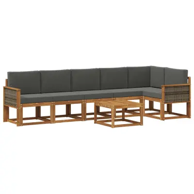vidaXL Zunanja garnitura za sedenje 7 pcs Naravna in antracitna