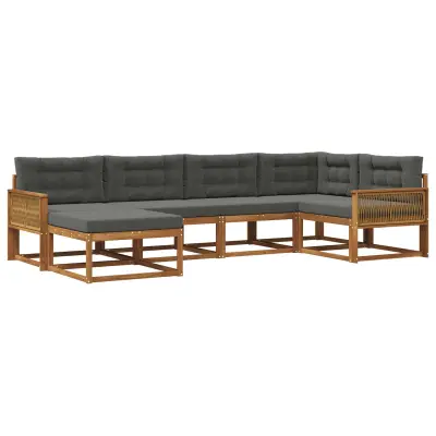 vidaXL Zunanja garnitura za sedenje 6 pcs Naravna in antracitna