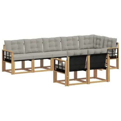vidaXL Zunanja garnitura za sedenje 8 pcs Bela in svetlo siva