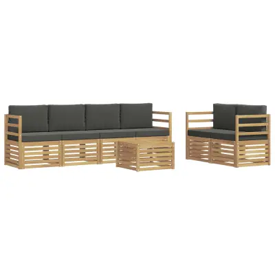 vidaXL Zunanja garnitura za sedenje 7 pcs Bela in antracit Poliester