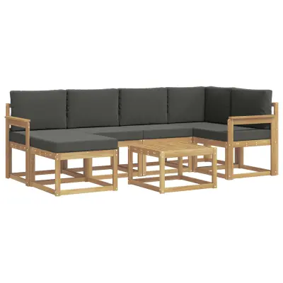 vidaXL Zunanja garnitura za sedenje z blazino 7 pcs Bela in antracit