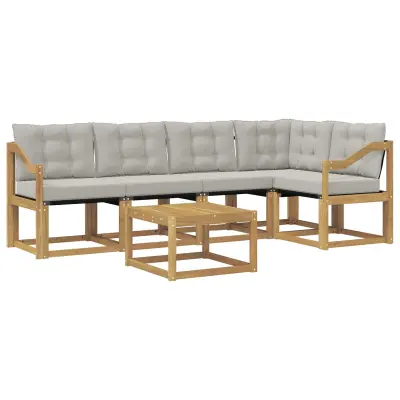 vidaXL Zunanja garnitura za sedenje 6 pcs Bela in svetlo siva