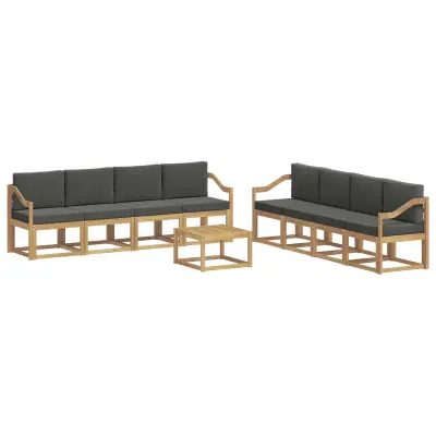 vidaXL Zunanja garnitura za sedenje z blazino 9 pcs Bela in antracit