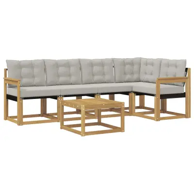 vidaXL Zunanja garnitura za sedenje 6 pcs Bela in svetlo siva
