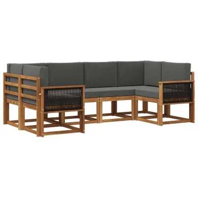 vidaXL Zunanja garnitura za sedenje 6 pcs Naravna in antracitna
