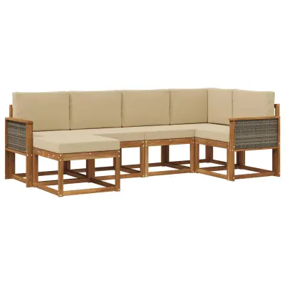 vidaXL Zunanja garnitura za sedenje 6 pcs Naravna in bež Poliester