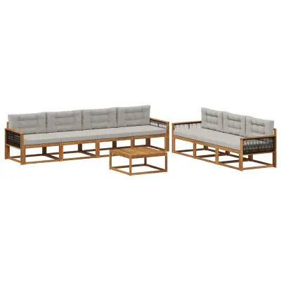 vidaXL Zunanja garnitura za sedenje 8 pcs Naravna in svetlo siva