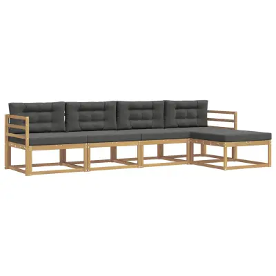 vidaXL Zunanja garnitura za sedenje 4 pcs Bela in antracit Poliester